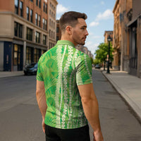 Hawaii Prince Kuhio Zipper Polo Shirt Lime Green Hawaiian Lau Maia With Leis LT05 - Polynesian Pride