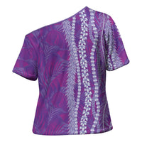 Hawaii Prince Kuhio Cross Shoulder Shirt Violet Hawaiian Lau Maia With Leis LT05 - Polynesian Pride