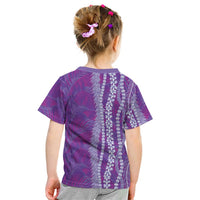 Hawaii Prince Kuhio Kid T Shirt Violet Hawaiian Lau Maia With Leis LT05 - Polynesian Pride