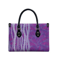 Hawaii Prince Kuhio Leather Bag Violet Hawaiian Lau Maia With Leis LT05 - Polynesian Pride