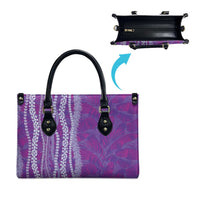 Hawaii Prince Kuhio Leather Bag Violet Hawaiian Lau Maia With Leis LT05 - Polynesian Pride
