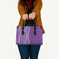 Hawaii Prince Kuhio Leather Bag Violet Hawaiian Lau Maia With Leis LT05 - Polynesian Pride