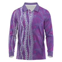 Hawaii Prince Kuhio Long Sleeve Polo Shirt Violet Hawaiian Lau Maia With Leis LT05 Violet - Polynesian Pride