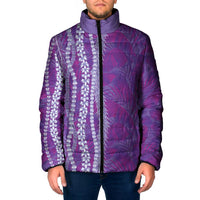 Hawaii Prince Kuhio Padded Jacket Violet Hawaiian Lau Maia With Leis LT05 Men Violet - Polynesian Pride