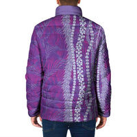 Hawaii Prince Kuhio Padded Jacket Violet Hawaiian Lau Maia With Leis LT05 - Polynesian Pride