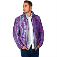 Hawaii Prince Kuhio Padded Jacket Violet Hawaiian Lau Maia With Leis LT05 - Polynesian Pride