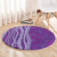 Hawaii Prince Kuhio Round Carpet Violet Hawaiian Lau Maia With Leis LT05 - Polynesian Pride