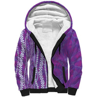 Hawaii Prince Kuhio Sherpa Hoodie Violet Hawaiian Lau Maia With Leis