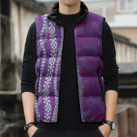 Hawaii Prince Kuhio Sleeveless Puffer Jacket Violet Hawaiian Lau Maia With Leis LT05 - Polynesian Pride