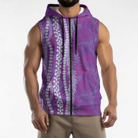 Hawaii Prince Kuhio Sleeveless Zip Hoodie Violet Hawaiian Lau Maia With Leis LT05 - Polynesian Pride