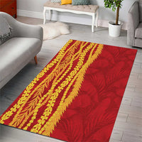 Hawaii Prince Kuhio Area Rug Red Hawaiian Lau Maia With Leis LT05 - Polynesian Pride