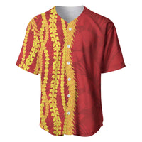 Hawaii Prince Kuhio Baseball Jersey Red Hawaiian Lau Maia With Leis LT05 Red - Polynesian Pride