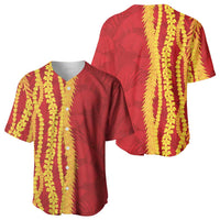 Hawaii Prince Kuhio Baseball Jersey Red Hawaiian Lau Maia With Leis LT05 - Polynesian Pride
