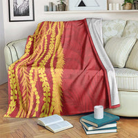 Hawaii Prince Kuhio Blanket Red Hawaiian Lau Maia With Leis LT05 Red - Polynesian Pride