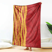Hawaii Prince Kuhio Blanket Red Hawaiian Lau Maia With Leis LT05 - Polynesian Pride
