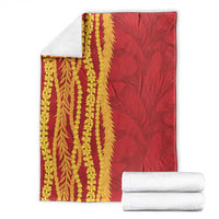 Hawaii Prince Kuhio Blanket Red Hawaiian Lau Maia With Leis LT05 - Polynesian Pride