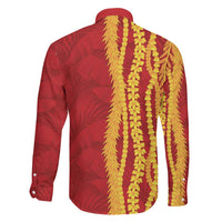 Hawaii Prince Kuhio Family Matching Tank Maxi Dress and Hawaiian Shirt Red Hawaiian Lau Maia With Leis