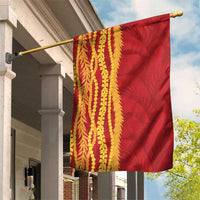 Hawaii Prince Kuhio Garden Flag Red Hawaiian Lau Maia With Leis LT05 House Flag Red - Polynesian Pride