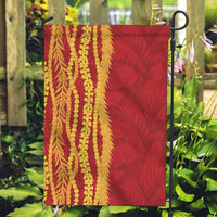 Hawaii Prince Kuhio Garden Flag Red Hawaiian Lau Maia With Leis LT05 Garden Flag Red - Polynesian Pride
