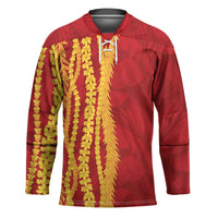 Hawaii Prince Kuhio Hockey Jersey Red Hawaiian Lau Maia With Leis LT05 Unisex Red - Polynesian Pride