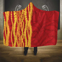 Hawaii Prince Kuhio Hooded Blanket Red Hawaiian Lau Maia With Leis LT05 - Polynesian Pride