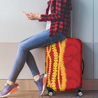 Hawaii Prince Kuhio Luggage Cover Red Hawaiian Lau Maia With Leis LT05 - Polynesian Pride