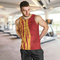 Hawaii Prince Kuhio Men Tank Top Red Hawaiian Lau Maia With Leis LT05 Red - Polynesian Pride