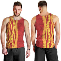 Hawaii Prince Kuhio Men Tank Top Red Hawaiian Lau Maia With Leis LT05 - Polynesian Pride