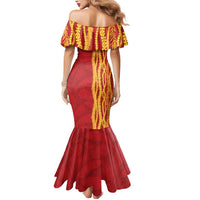 Hawaii Prince Kuhio Mermaid Dress Red Hawaiian Lau Maia With Leis LT05 - Polynesian Pride