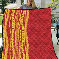Hawaii Prince Kuhio Quilt Red Hawaiian Lau Maia With Leis LT05 Red - Polynesian Pride