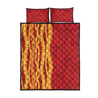Hawaii Prince Kuhio Quilt Bed Set Red Hawaiian Lau Maia With Leis LT05 - Polynesian Pride