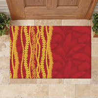 Hawaii Prince Kuhio Rubber Doormat Red Hawaiian Lau Maia With Leis LT05 Red - Polynesian Pride