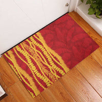 Hawaii Prince Kuhio Rubber Doormat Red Hawaiian Lau Maia With Leis LT05 - Polynesian Pride