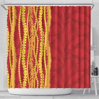 Hawaii Prince Kuhio Shower Curtain Red Hawaiian Lau Maia With Leis LT05 - Polynesian Pride