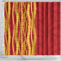 Hawaii Prince Kuhio Shower Curtain Red Hawaiian Lau Maia With Leis LT05 - Polynesian Pride