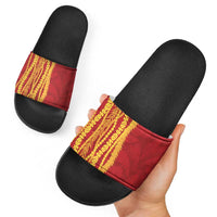 Hawaii Prince Kuhio Slide Sandals Red Hawaiian Lau Maia With Leis LT05 - Polynesian Pride