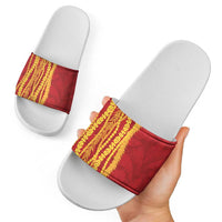 Hawaii Prince Kuhio Slide Sandals Red Hawaiian Lau Maia With Leis LT05 - Polynesian Pride