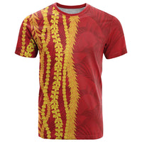 Hawaii Prince Kuhio T Shirt Red Hawaiian Lau Maia With Leis LT05 Red - Polynesian Pride