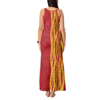 Hawaii Prince Kuhio Tank Maxi Dress Red Hawaiian Lau Maia With Leis LT05 - Polynesian Pride