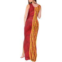 Hawaii Prince Kuhio Tank Maxi Dress Red Hawaiian Lau Maia With Leis LT05 - Polynesian Pride