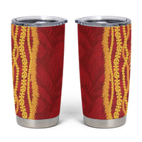 Hawaii Prince Kuhio Tumbler Cup Red Hawaiian Lau Maia With Leis LT05 Red - Polynesian Pride