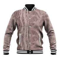 Hawaii Prince Kuhio Baseball Jacket Mocha Hawaiian Lau Maia With Leis LT05 Unisex Mocha - Polynesian Pride