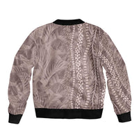 Hawaii Prince Kuhio Bomber Jacket Mocha Hawaiian Lau Maia With Leis LT05 - Polynesian Pride