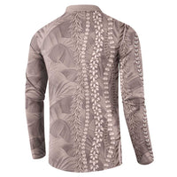 Hawaii Prince Kuhio Button Sweatshirt Mocha Hawaiian Lau Maia With Leis LT05 - Polynesian Pride