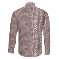 Hawaii Prince Kuhio Family Matching Long Sleeve Bodycon Dress and Hawaiian Shirt Mocha Hawaiian Lau Maia With Leis