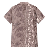 Hawaii Prince Kuhio Family Matching Tank Maxi Dress and Hawaiian Shirt Mocha Hawaiian Lau Maia With Leis
