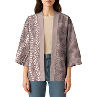 Hawaii Prince Kuhio Kimono Mocha Hawaiian Lau Maia With Leis LT05 - Polynesian Pride