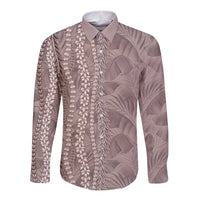 Hawaii Prince Kuhio Long Sleeve Button Shirt Mocha Hawaiian Lau Maia With Leis LT05 Unisex Mocha - Polynesian Pride