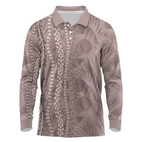 Hawaii Prince Kuhio Long Sleeve Polo Shirt Mocha Hawaiian Lau Maia With Leis LT05 Mocha - Polynesian Pride