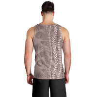 Hawaii Prince Kuhio Men Tank Top Mocha Hawaiian Lau Maia With Leis LT05 - Polynesian Pride